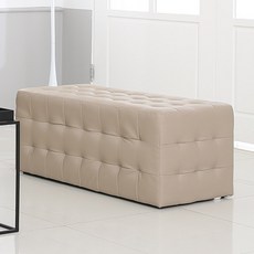 블루밍홈 더블 버블 큐브 스툴 인조 가죽, 베이지