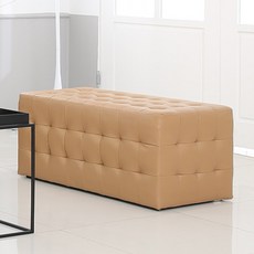 블루밍홈 더블 버블 큐브 스툴 인조 가죽, 라이트 브라운