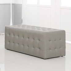 블루밍홈 더블 버블 큐브 스툴 인조 가죽, 라이트 그레이