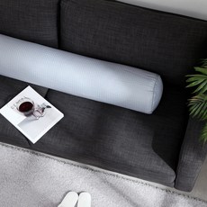 taccatacca 格紋圓形長靠枕, 灰色的