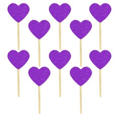 파티팝 케익데코픽 하트블링 10p, 바이올렛골드, 10개입