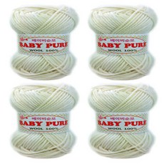 Happysil 嬰兒純羊毛編織線, 410 象牙白, 4個