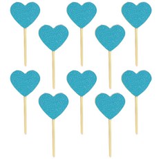 파티팝 케익데코픽 하트블링 10p, 블루골드, 10개
