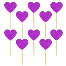 파티팝 케익데코픽 하트블링 10p, 퍼플골드, 10개입
