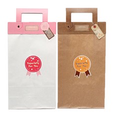 피크닉하우스 스페셜 손잡이스티커 핑크 20p + 브라운 20p + 각대종이봉투 화이트 20p + 크라프트 20p + 이스페셜리스티커 40p, 혼합 색상, 1세트