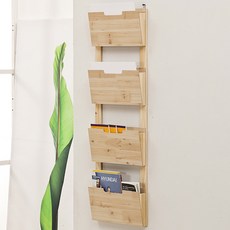 4MERIT 壁掛式文件盒書架 層, 天然, 4段