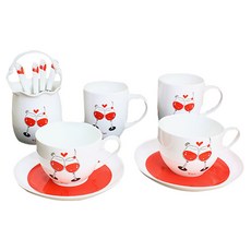 LKmade 碰杯圖案陶瓷杯組, 5種, 1套