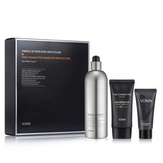 VONIN 男士保養品 3入組, 液體 180ml + 防曬霜 50ml + 深層清潔劑 30ml, 1套