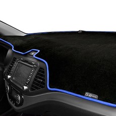 DUB 防滑絲絨儀表板避光墊 + 清潔濕巾, 現代 Kona (17年6月-), 無HUD, 無中央, 黑色絲絨(藍邊)