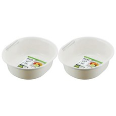 SANADA 廚房用大型盆 5.3L D5550, 白色, 2個