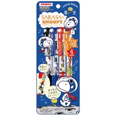 제브라 사라사 클립 스누피버전 젤잉크펜 4색세트 0.5mm, 블랙, 블루, 레드, 오렌지, 1세트