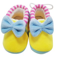 JOY MULTI 條紋緞帶絨毛學步鞋