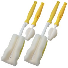 베이비베어 이중 스폰지 회전 젖병솔 세트, 2세트, 노랑