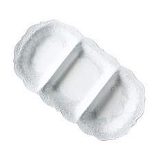 VBCCASA 레이스 3단 나눔 접시 40cm, 화이트, 1개