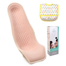 알프레미오 수유시트 + 선물용 박스 + 코튼 방수 턱받이 옐로우토끼, 라이트코랄(메쉬 + 면), 1세트