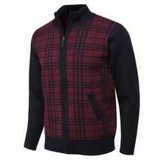 MASTER BEAR 男士羊毛混紡全拉鍊格紋高爾夫針織衫