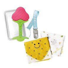 앙쥬 딸기 치발기 + 거즈 스카프 2p, 치발기 + 집게 랜덤 발송 + 케이스 + 무형광 거즈 스카프 2p