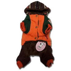 COCOAHONEY 犬用圖騰印花絨毛連帽連身褲, 橘子