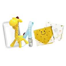 앙쥬 기린 치발기 세트 + 거즈 스카프 2p, 치발기 + 집게 + 케이스 + 스카프 2p