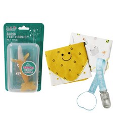 앙쥬 바나 브러쉬 치발기 세트 + 거즈 스카프 2p, 치발기 + 집게 + 케이스 + 스카프 2p