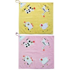 모던리브 동물원 나염 고리타올, 분홍색, 노랑색, 1개