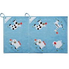 모던리브 동물원 나염 고리타올, 하늘색, 2개입