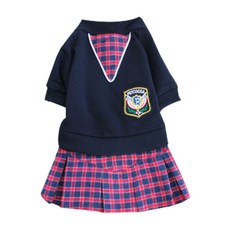 COCOAHONEY 寵物格紋印花連身裙, 海軍