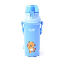 릴팡 카카오프렌즈 유아용 원터치 어깨끈 물통, 라이언, 450ml