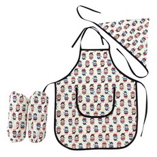 dot RECORD 孩童純棉圍裙+頭巾+袖套, 印地安人乳白色款