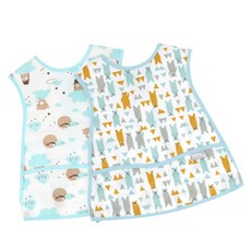 BABY&I 背心式嬰兒防水圍兜組, 薄荷綠雲朵+薄荷綠北極熊, 2件, 1組