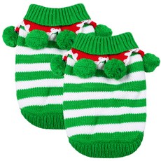 狗和貓聖誕毛衣 2p, 綠色