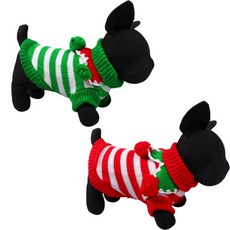 펫나인 강아지와 고양이 크리스마스 스웨터 2p, 그린, 레드