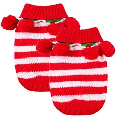 Pet Nine 狗狗和貓咪聖誕毛衣 2件組, 紅色