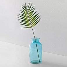 BLOOMING&ME 人造棕櫚葉+玻璃瓶 1L組合, 水晶藍, 1組