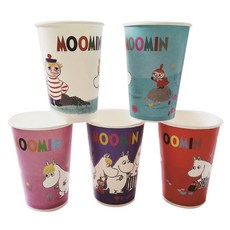 Moomin 嚕嚕米彩色拋棄式紙杯 5款 390ml, 100入, 1個