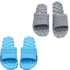 저스틴앤클로이 EVA 탱글 마사지 홈 욕실화 남성용 그레이 + 여성용 스카이, 1개