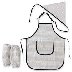 dot RECORD 孩童純棉圍裙+頭巾+袖套, 粉紅色迷你三角形款