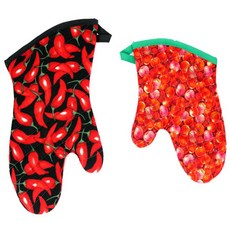 Phoenix 烤箱手套大+小, 1套, 辣椒（大）、櫻桃（小）