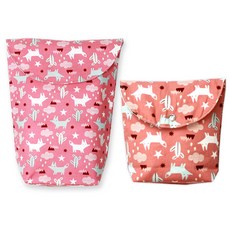 도트레코드 아이약 방수 파우치 스냅형 + 기저귀 파우치 세로형, 북유럽 폭스 핑크