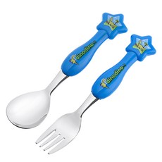 제니얼 쉐므와 어린이 숟가락 + 포크, 혼합 색상, 1세트, 스푼+포크