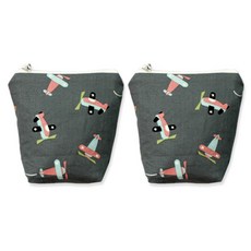 dot RECORD 防水尿布收納袋 拉鍊款 2入, 粉色 飛機款