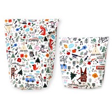 도트레코드 아이약 방수 파우치 스냅형 + 기저귀 파우치 세로형, 해피 일러스트