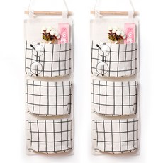 Maket Gamseong 北歐壁掛式多功能收納袋 2入, 白色網格