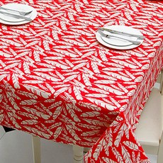 ECODY 圖騰印花造型桌巾, 紅色餵食器, 90 x 150 厘米