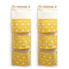 Maket Gamseong 北歐壁掛式多功能收納袋 2入, 黃色