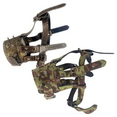 Petnine 寵物訓練用高級皮革嘴套 中大型 Free 2入, 金色鱷魚紋, 軍綠色, 1套