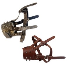 Petnine 寵物訓練用高級皮革嘴套 中大型 Free 2入, 金色鱷魚紋, 淺棕色, 1套