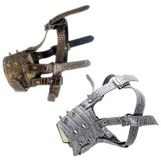 Petnine 寵物訓練用高級皮革嘴套 中大型 Free 2入, 金色鱷魚紋, 灰色鱷魚紋, 1套