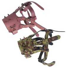 Petnine 寵物訓練用高級皮革嘴套 中大型 Free 2入, 粉紅色, 軍綠色, 1套