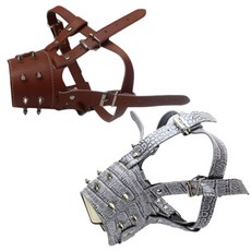 Petnine 寵物訓練用高級皮革嘴套 中大型 Free 2入, 淺棕色, 灰色鱷魚紋, 1套